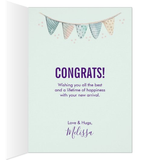 Baby Congrats with Nesting Egg Flamingo & Bunny (Inside (Right))