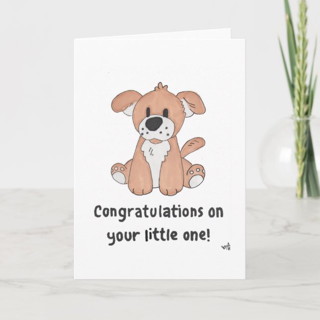Baby Congrats with Puppy Card (Front)