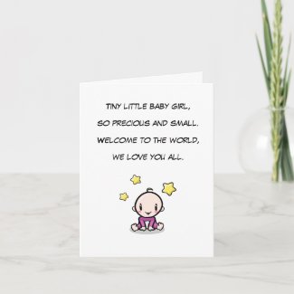 Baby Congratulations Card, Newborn Girl Greeting Card