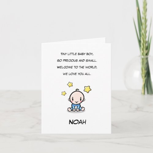 Baby Congratulations Card With Boys Name