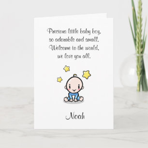 Baby Congratulations Card With Boy's Name, Rhyme,