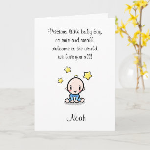 Baby Congratulations Card With Boy's Name & Text.