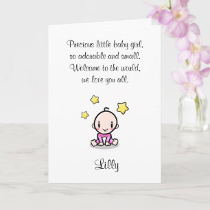 Baby Congratulations Card With Girl's Name,