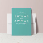 Baby congratulations teal greeting card<br><div class="desc">A funny and punny play on "ooohs and ahhs" this congratulations to the new parents card features the sweet text "welcome to the endless ewwws and awwws of parenthood." It's a fun and clever way to welcome a new baby. With its gender neutral teal background and interior text that can...</div>