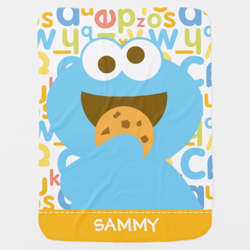 Baby Cookie Monster Eating  Add Your Name Stroller Blanket