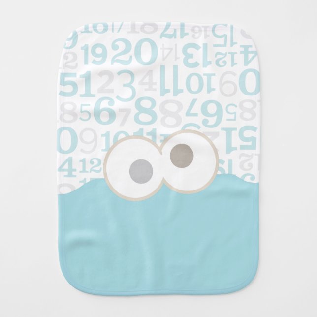 Baby Cookie Monster Face Baby Burp Cloth (Front)