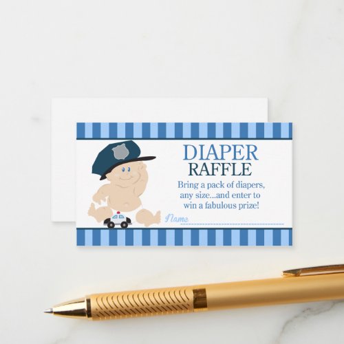 Baby Cop Police Officer Baby Shower Diaper Raffle Business Card