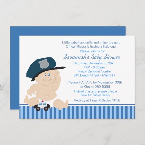 Baby Cop Police Officer Baby Shower Invitation