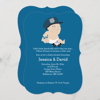 Baby Cop Police Officer Baby Shower Invitation by allpetscherished at Zazzle