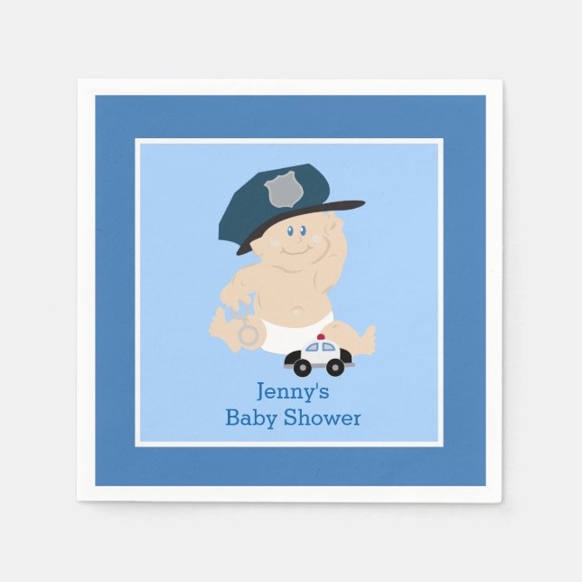 Baby Cop Police Officer Custom Napkin (Front)