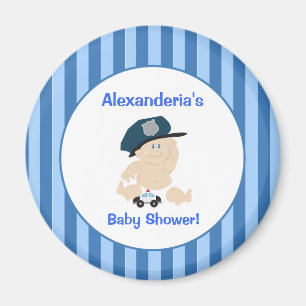 Baby Cop Police Officer Round Custom Favor Magnet