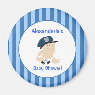 Baby Cop Police Officer Round Custom Favor Magnet