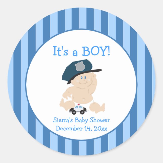 Baby Cop Police (Stripe) Custom Favor Sticker (Front)