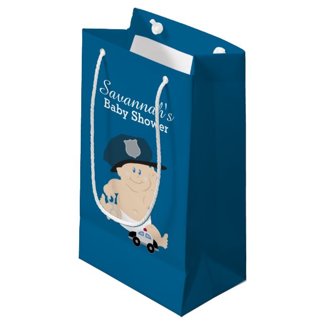 Baby Cop Policeman Baby Shower Gift Bag (Front Angled)