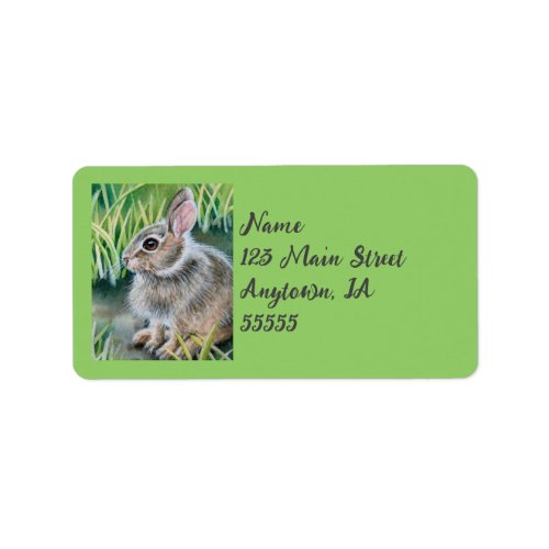 Baby Cottontail Bunny Rabbit Watercolor Art Label