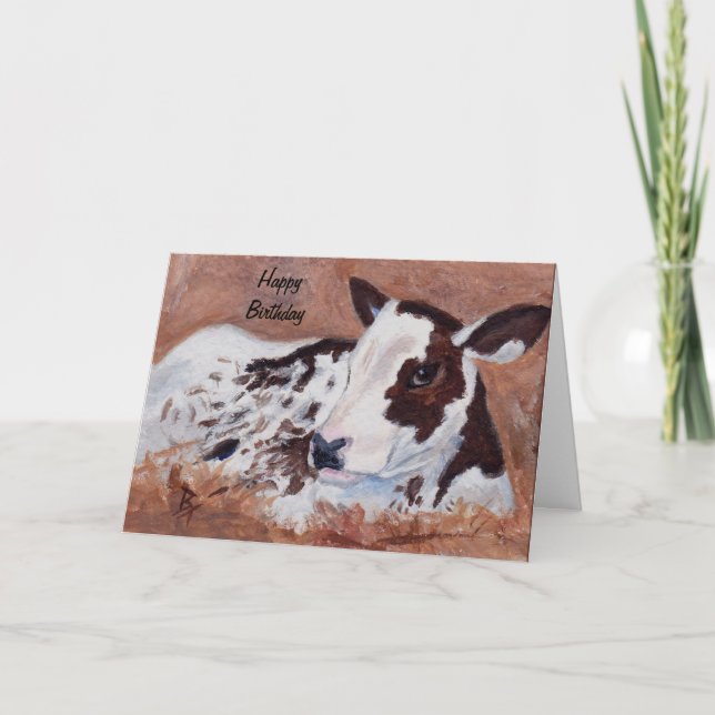 Baby Cow Birthday Card (Front)