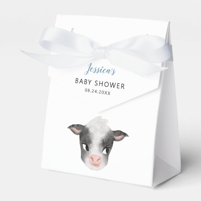 Baby Cow Boy Baby Shower Favor Boxes (Front Side)
