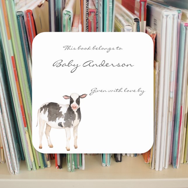 Baby cow calf baby shower bookplate (Creator Uploaded)
