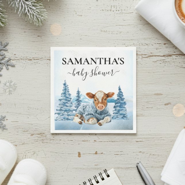 Baby Cow Calf Christmas Winter Farm Napkins (Creator Uploaded)