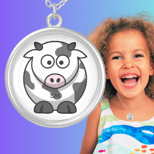 Baby Cow Cartoon Silver Plated Necklace