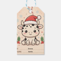 Baby Cow Christmas Gift Tag