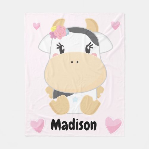 Baby Cow Cutie Personalized Shower Fleece Blanket