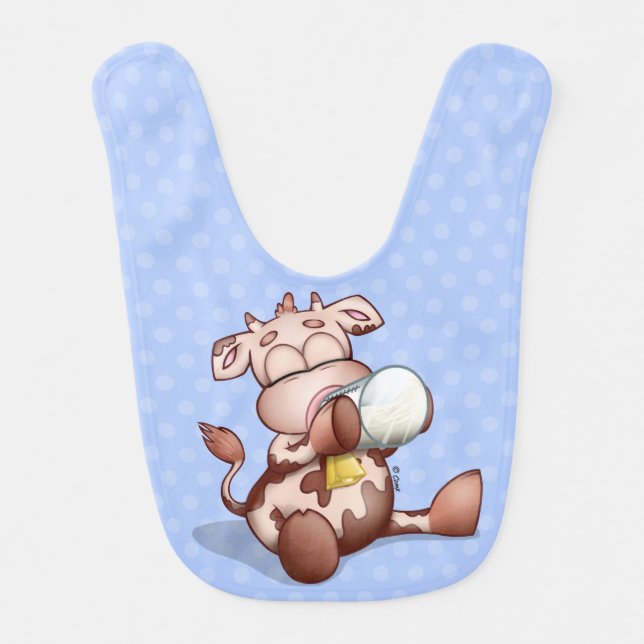 Baby Cow Eating From a Bottle Bib (Front)