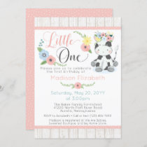 Baby Cow First Birthday Floral Calf on Rustic Wood Invitation