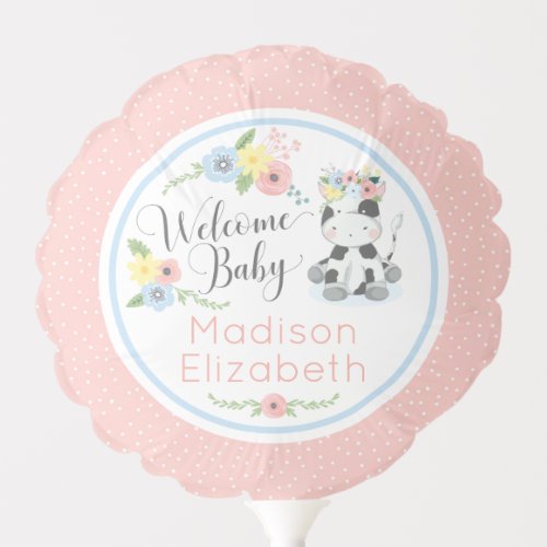 Baby Cow Floral Calf Welcome Baby Shower Party Balloon