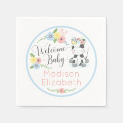 Baby Cow Floral Calf Welcome Baby Shower Party Napkin