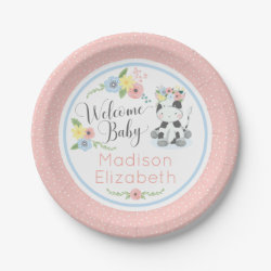 Baby Cow Floral Calf Welcome Baby Shower Party Paper Plate