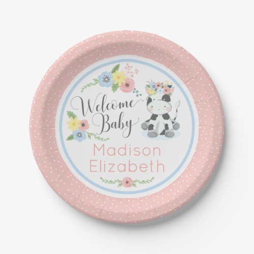 Baby Cow Floral Calf Welcome Baby Shower Party Paper Plates