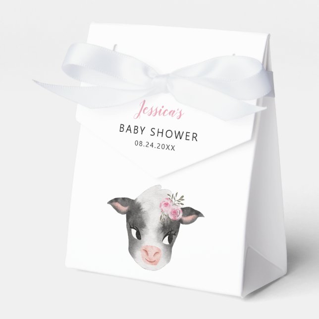 Baby Cow Girl Baby Shower Favor Boxes (Front Side)