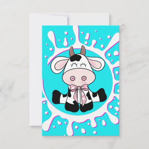 Baby Cow Milk Splash Thank You Card