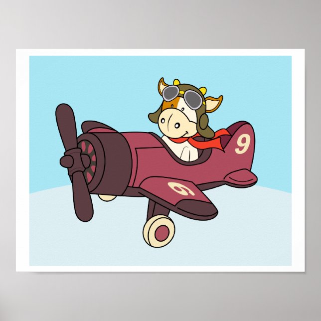Baby cow riding a airplane Poster (Front)