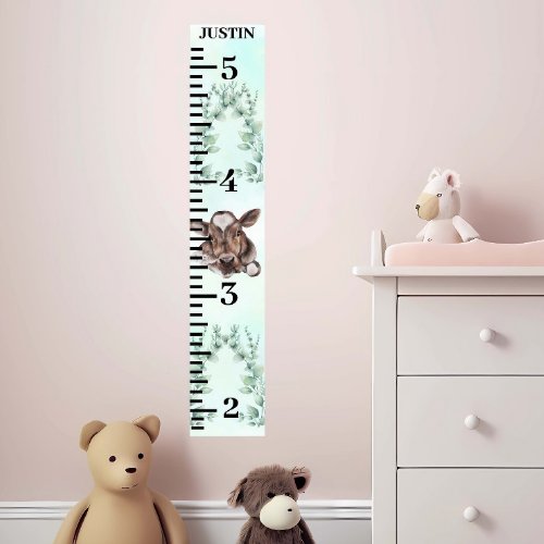 Baby Cow Watercolor Eucalyptus Growth Chart 