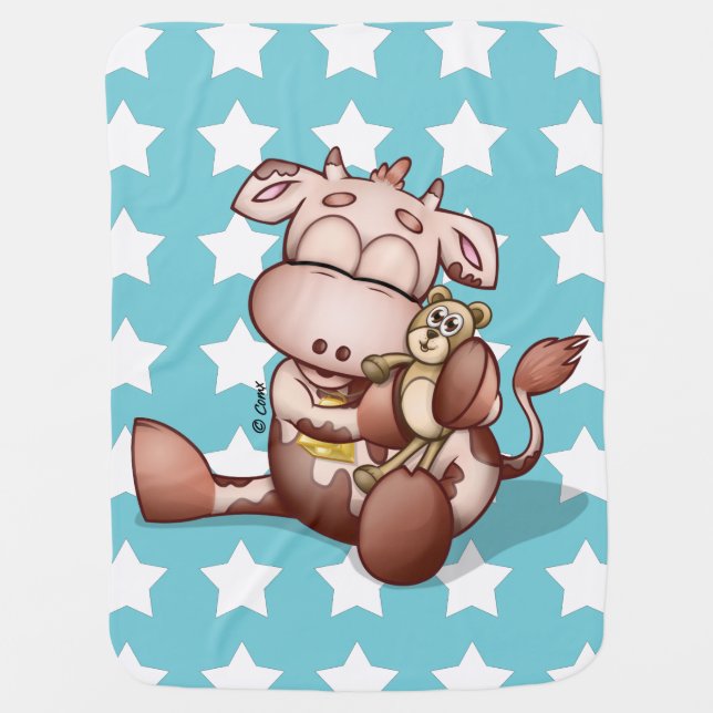 Baby Cow With Teddy Bear blanket (Front)