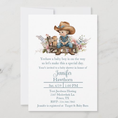 Baby Cowboy Baby Shower Invitation