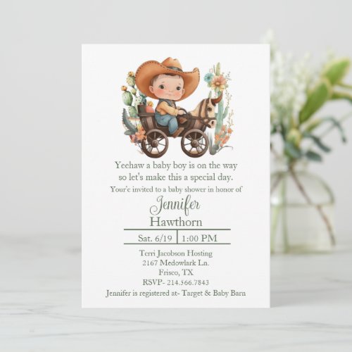 Baby Cowboy Baby Shower Invitation