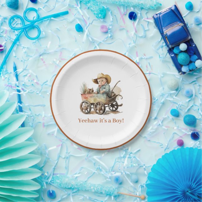 Baby Cowboy Baby Shower  Paper Plates (Party)