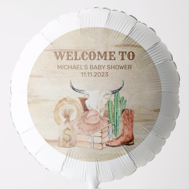 Baby Cowboy Boots Hat Cactus Shower Balloon