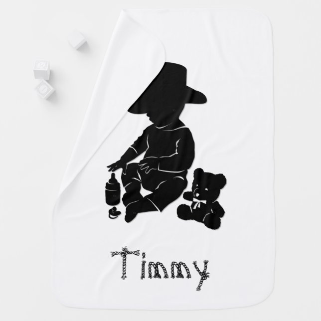 Baby Cowboy with Name Blanket (In Situ)