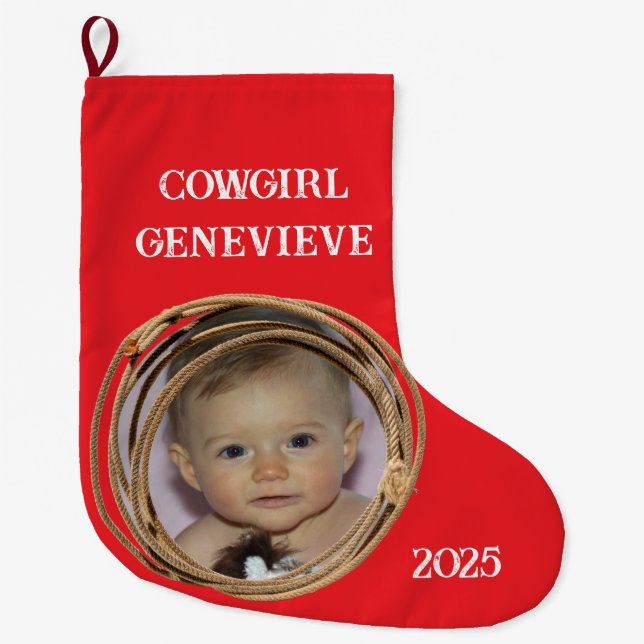 Baby Cowgirl First Christmas Stocking (Front)