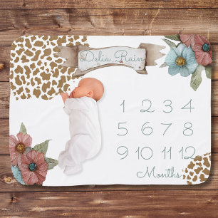 Baby Cowgirl Monthly Milestone Blanket