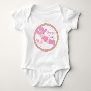 Baby Cowgirl Pink Hat Boots and Horse Baby Bodysuit