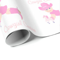 Cute Cowgirl Birthday Wrapping Paper Premium Western Gift Wrap Party  Decoration Decor (6 foot x 30 inch roll), Pink