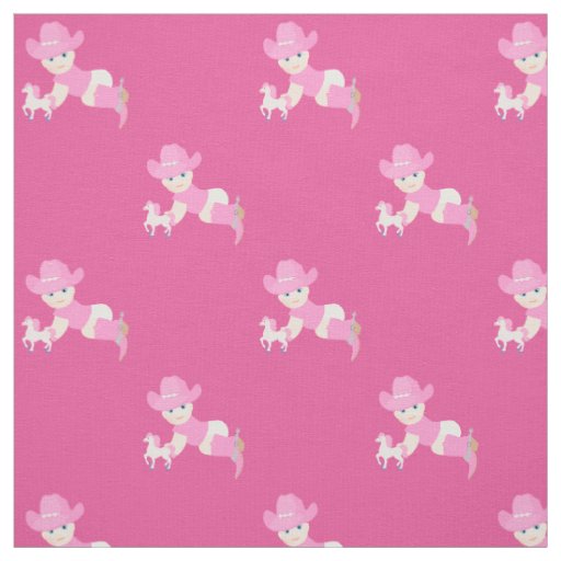 Baby Cowgirl With Pink Hat And Cowboy Boots Fabric