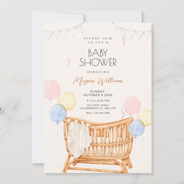Baby crib Baby Shower  Invitation (Front)