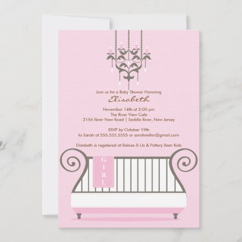 Baby Crib Baby Shower Invitation Chic Girl Pink
