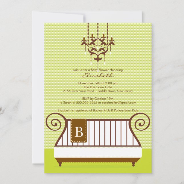 Baby Crib Baby Shower Invitation Chic Neutral (Front)